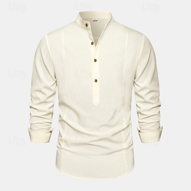 Leaf Plants Shirt Tropical Men's Linen Summer Palm