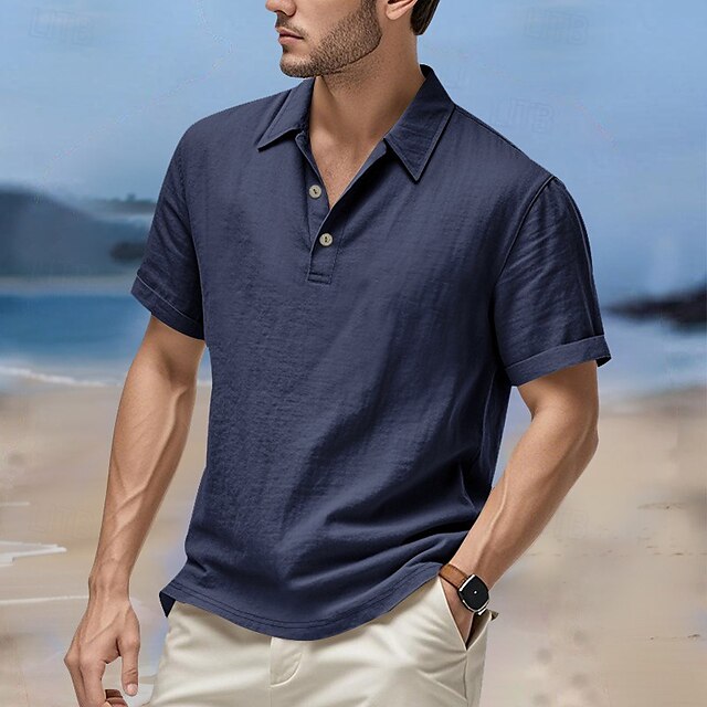 Linen Men's Beach Shirt Popover Summer