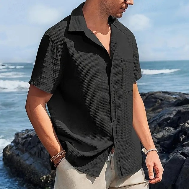 Knit Waffle Summer Men's Shirt Casual