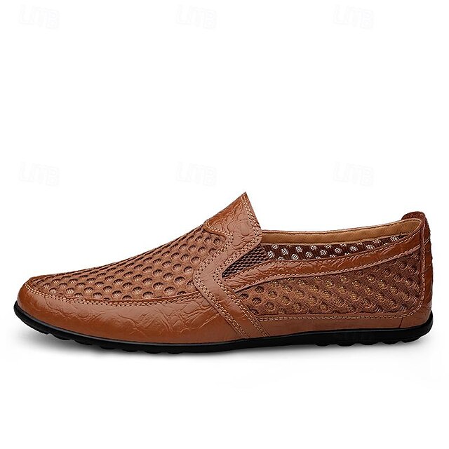 Breathable Men's Leather and Casual Loafers - Slip-On Mesh