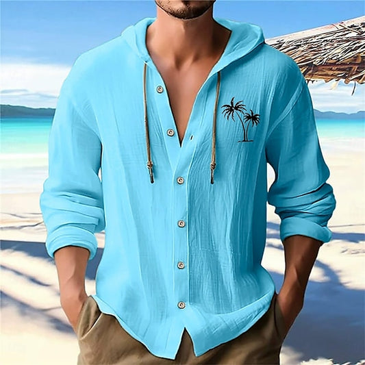 Aloha Men's Shirt Casual Minimalist White Cotton