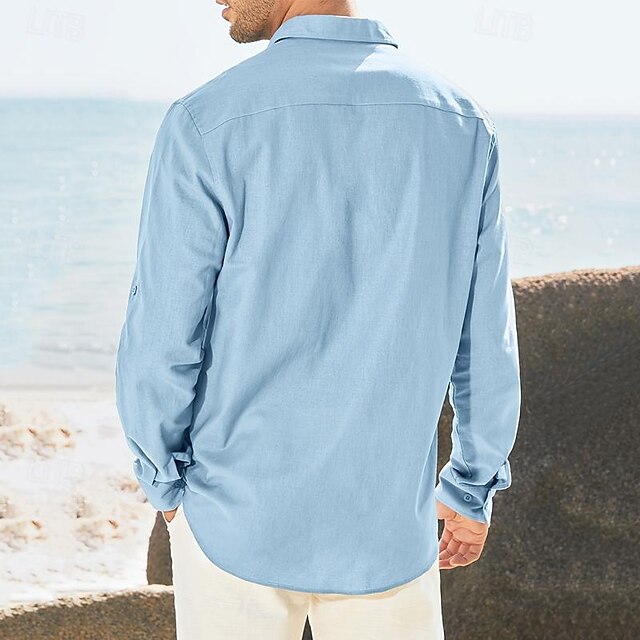 Summer Button Men's Guayabera Wear Beach Shirt