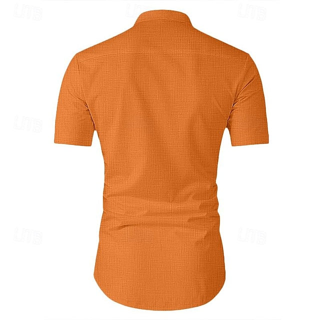 Band Shirt Summer Men's Linen Collar