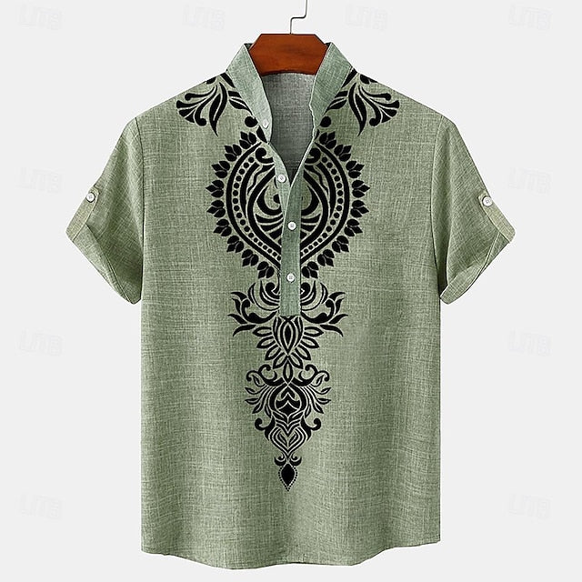 Up Button Linen Men's Cotton Casual Shirt