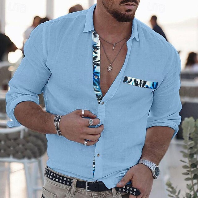 Men's Shirt Button Summer Beach Casual Up