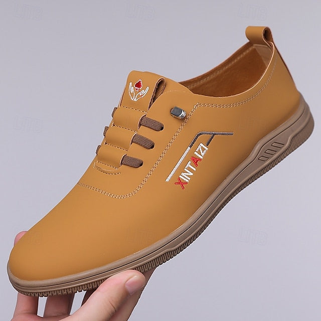 - Men's with Sneakers Shoes Comfortable Lace-Up Tan Casual