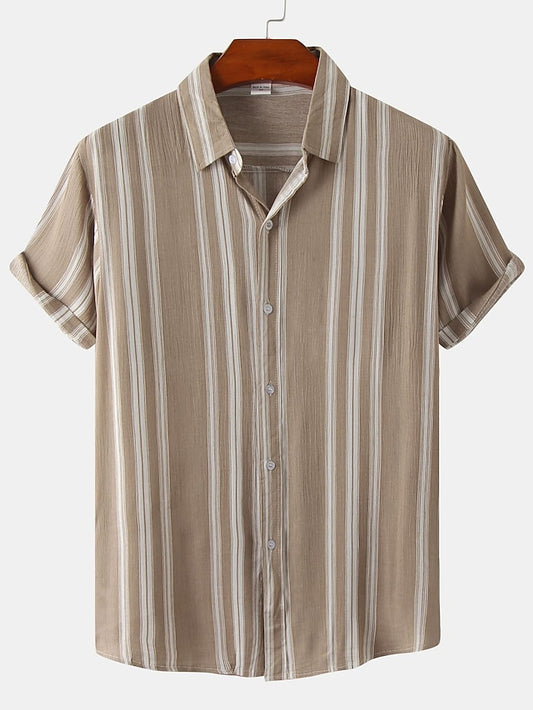 Casual Green Men's Shirts Striped Shirt Red Black