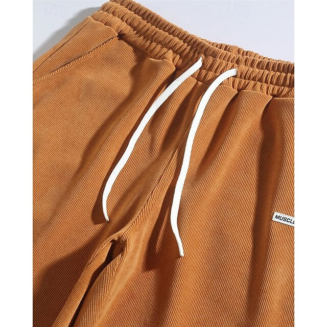 Trousers Pants Straight Leg Men's Corduroy Athletic