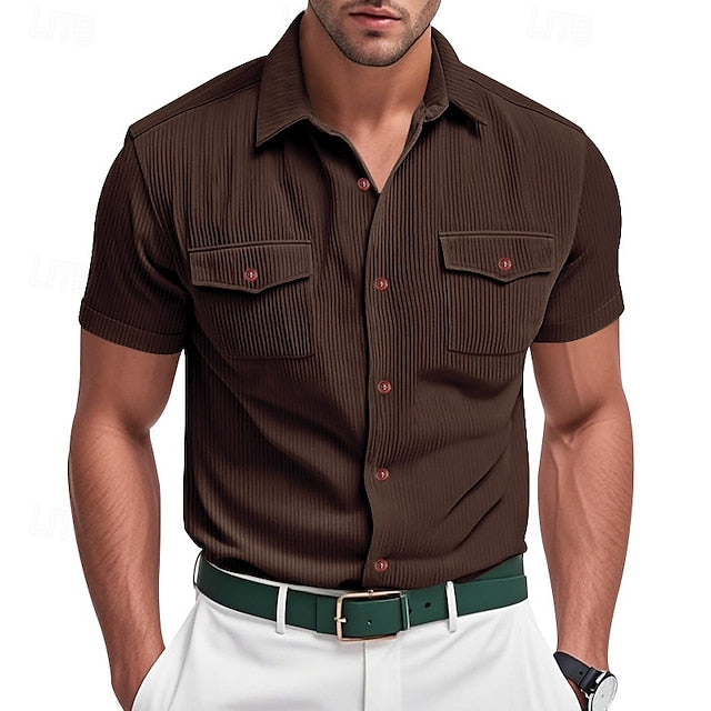 Men's Button Beach Casual Summer Up Shirt