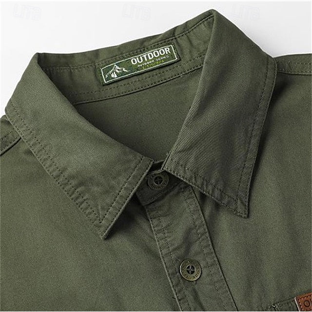 Men's Casual Cargo Summer Button Up Shirt