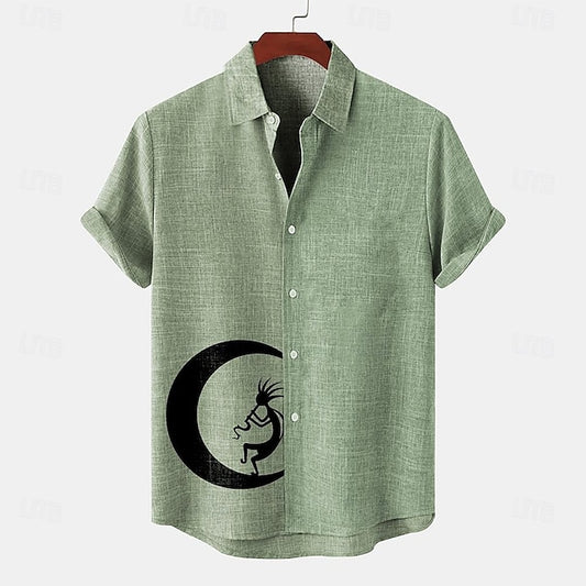 Vintage Shirt Ethnic Retro Shirts Men's Linen