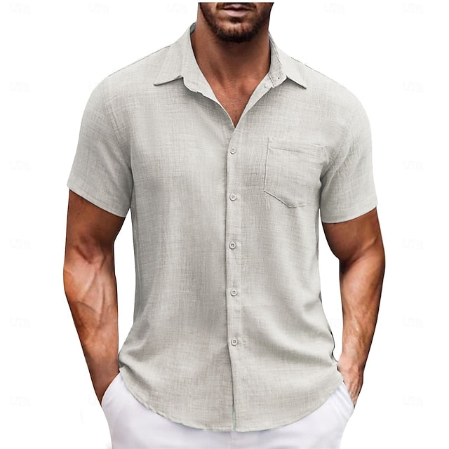 Up Beach Casual Button Summer Shirt Men's