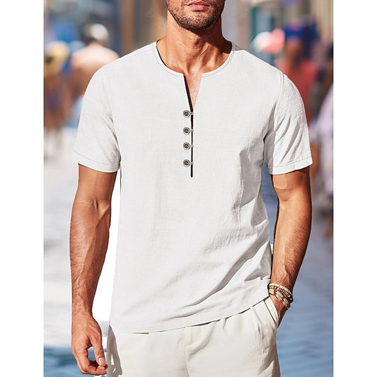 Men's Linen Beach Solid Shirt Summer