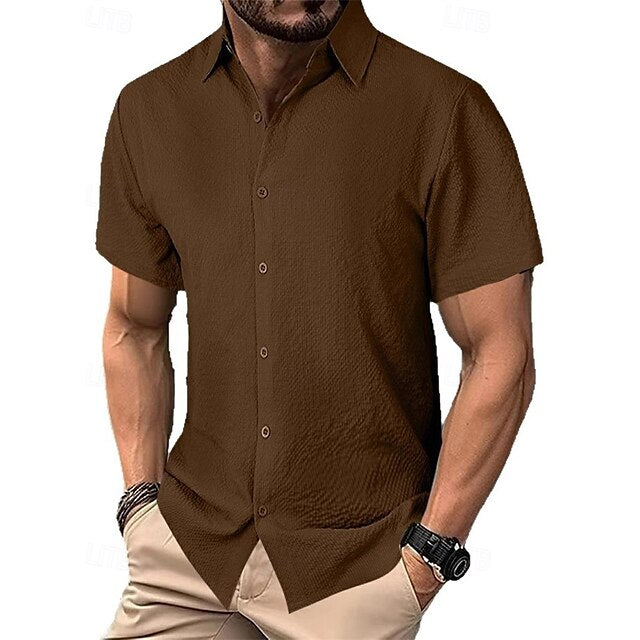 Button Casual Up Beach Shirt Summer Men's