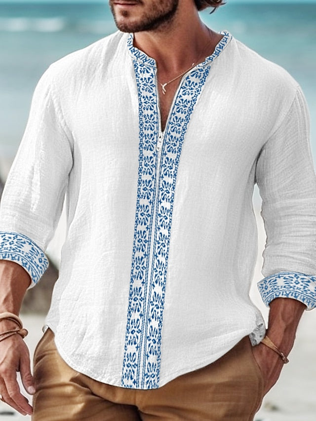 Summer White Shirt Men's Beach Casual