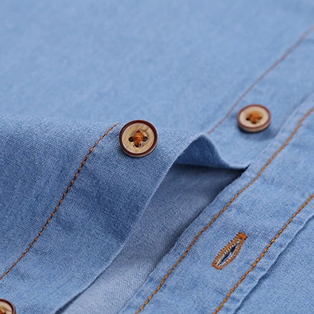 Up Shirt Calico Button Men's Chambray