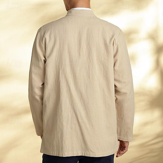 Button Up Casual Linen Men's Shirt Cotton