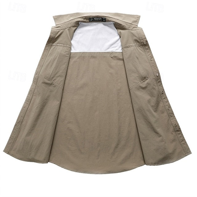 Up Casual Summer Cargo Shirt Men's Button