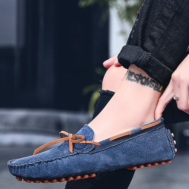 Loafers Suede Driving Men's Slip-On with Flexible Shoes: