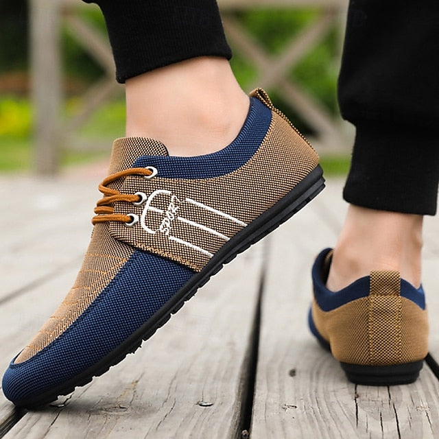 Contrasting Textures Slip-On Casual Shoes Nylon Men's with