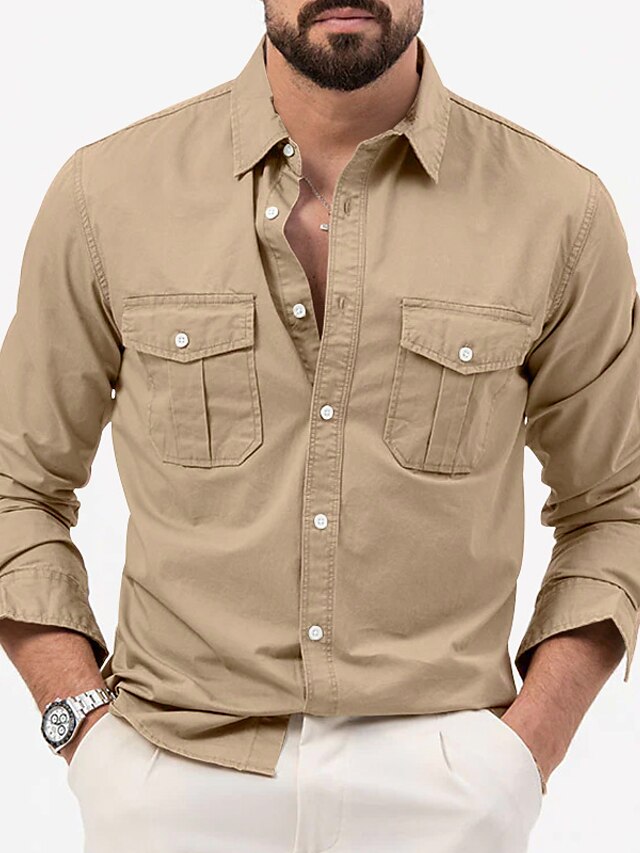 Men's Casual Black Up Shirt White Button Green