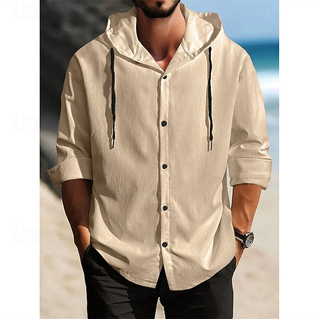 Shirt Beach Summer Up Button Casual Men's