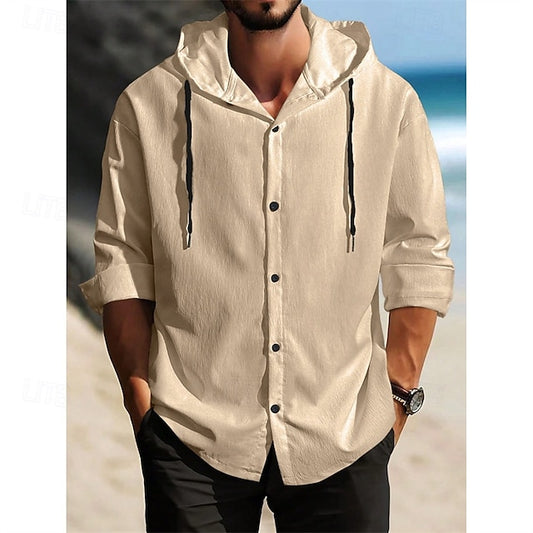 Shirt Beach Summer Up Button Casual Men's