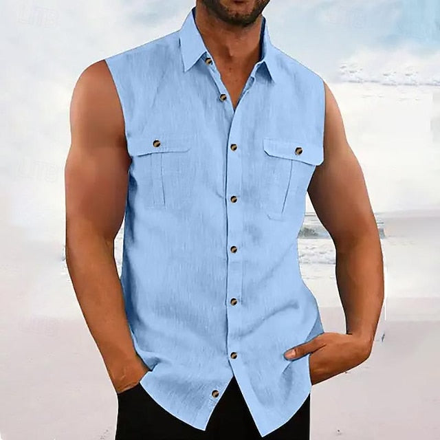 Men's Shirt Beach Summer Up Button Casual
