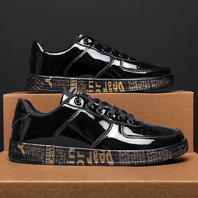 Printed Metallic Gold Sneakers Men's with Sole - Stylish