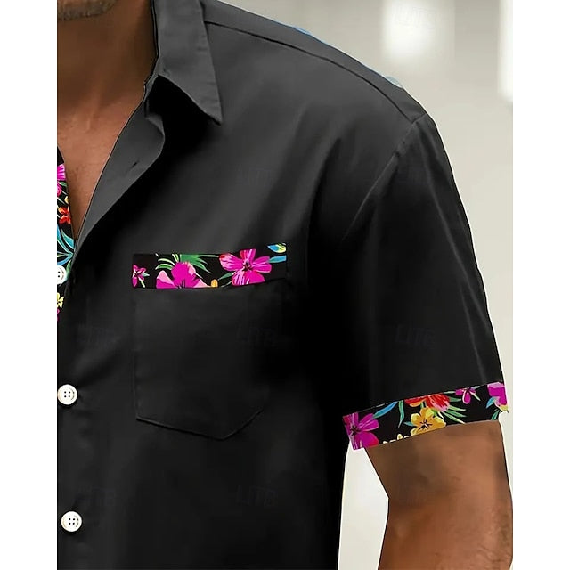 Summer Men's Button Beach Shirt Up Casual