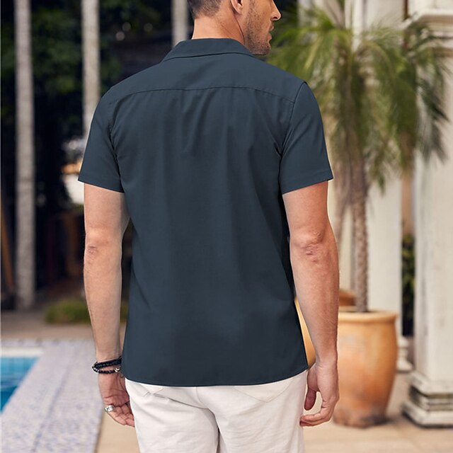 Summer Men's Popover Shirt Beach Plain