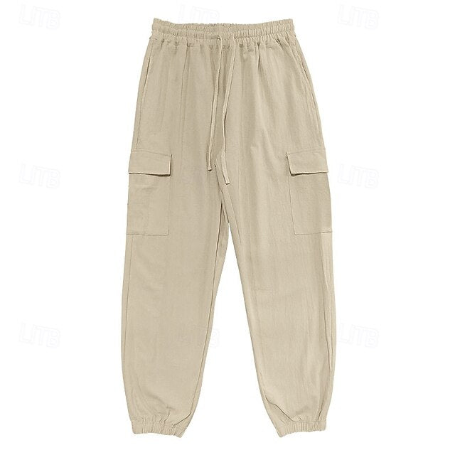 Pants Summer Casual Trousers Men's Cargo Linen