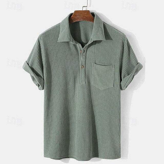 Casual Corduroy Summer Shirt Beach Men's