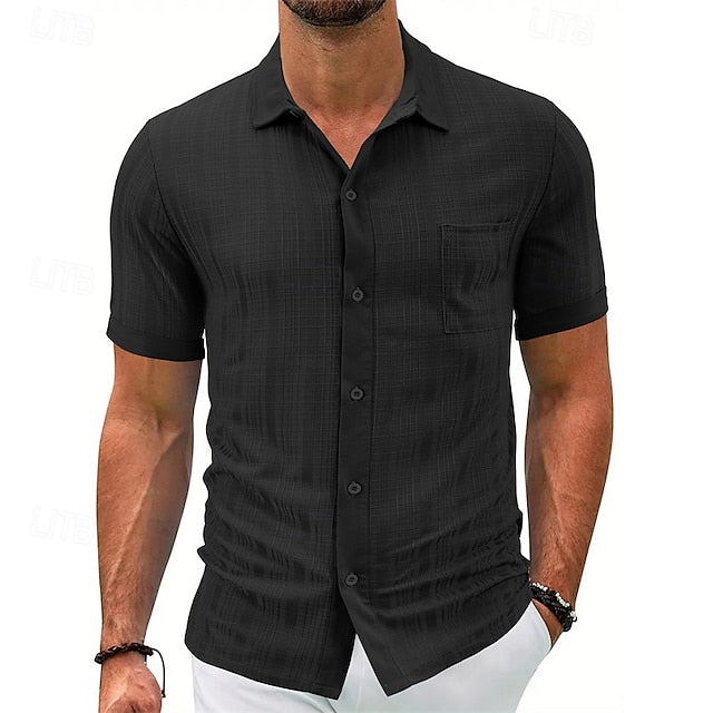 Shirt Button Up Men's Summer Casual Beach