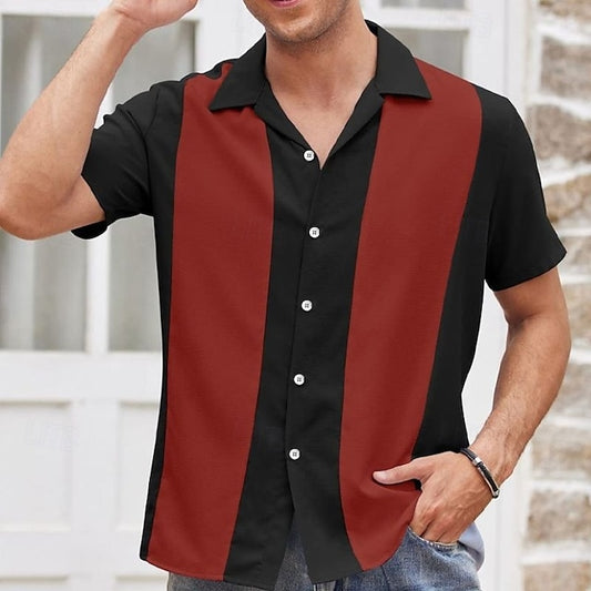 Shirt Summer Casual Men's Button Bowling