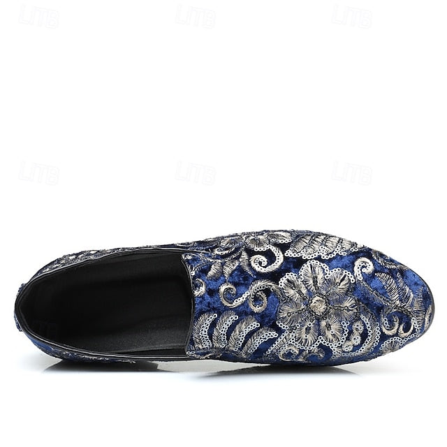 Slip-On – Stylish Floral Men's Embroidered Purple Loafers