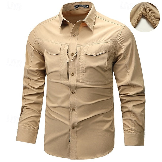 Button Men's Cargo Summer Up Shirt Casual