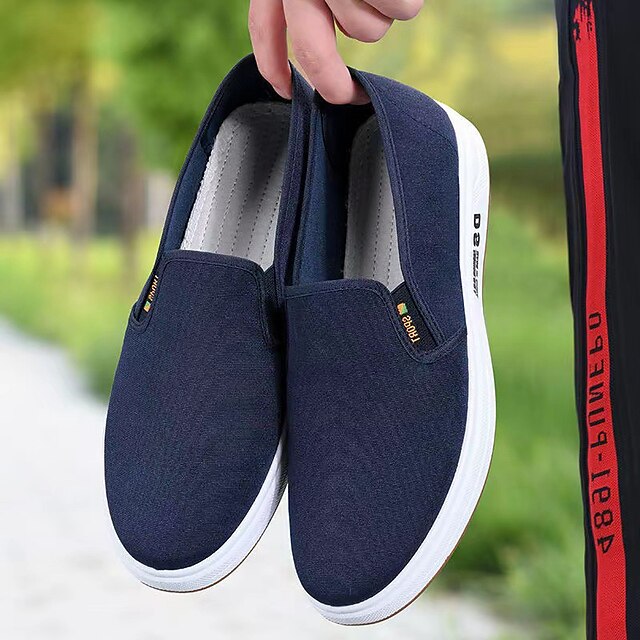 Navy Blue Canvas – Casual Shoes Slip-On Lightweight Men's