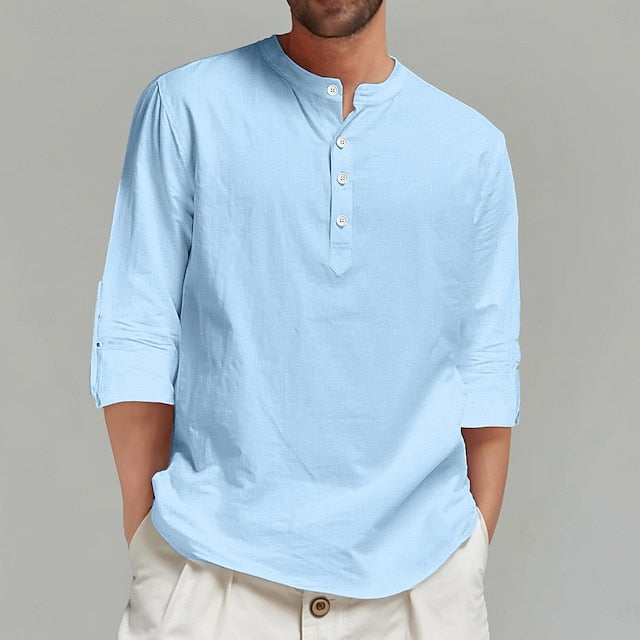 Linen Beach Men's Solid Summer Shirt
