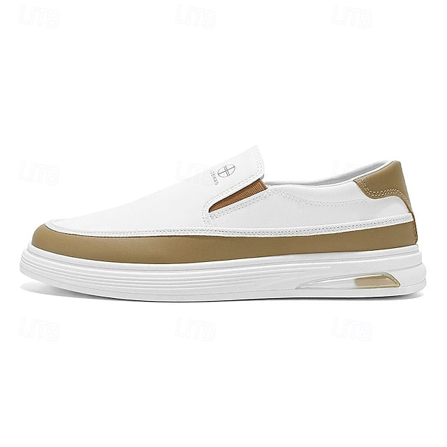 Accent Gold and Slip-on with White Men's Sneakers