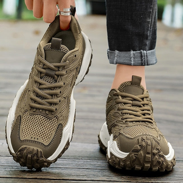 Green Olive Walking Sneakers Hiking - Men's Durable Outdoor