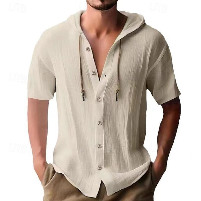 Beach Summer Shirt Casual Men's Up Button