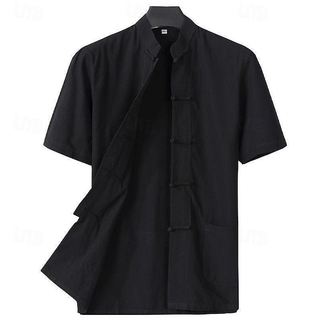 Up Men's Shirt Casual Button Linen Cotton