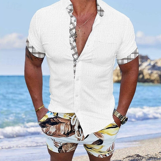 Button Men's Up Beach Casual Shirt Summer
