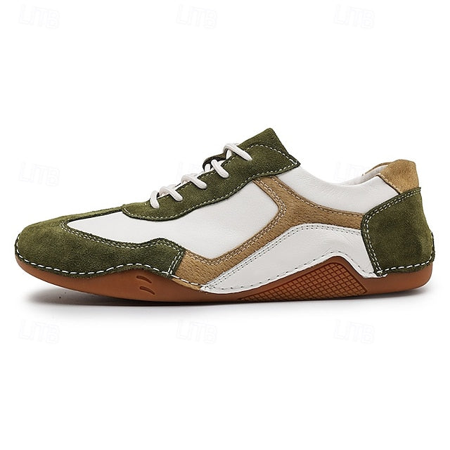 and Suede Men's Sport Green Sneakers Lace-Up with White