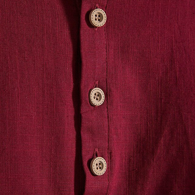 Chinese White Shirt Men's Cotton Linen Collar