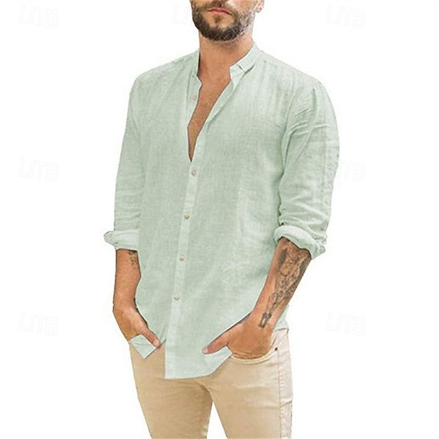 Button Men's Casual Summer Beach Shirt Up