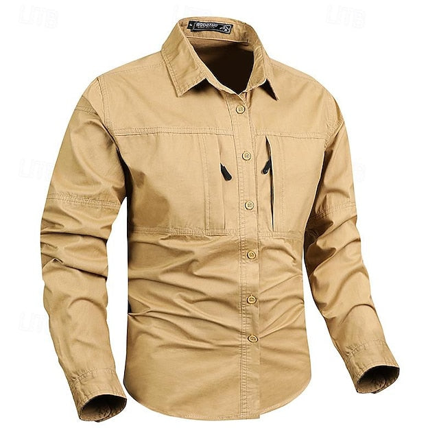 Button Men's Casual Workwear Work Shirts Shirt
