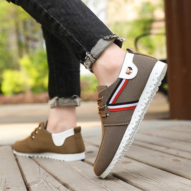 and Navy Nylon Tan Casual Men's Sneakers – Breathable