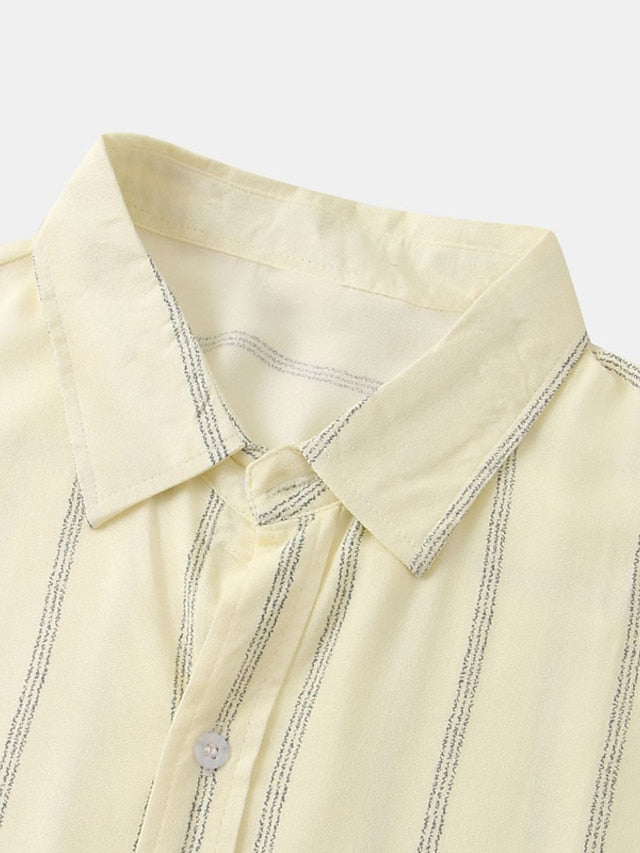 Casual Green Men's Shirts Striped Shirt Red Black